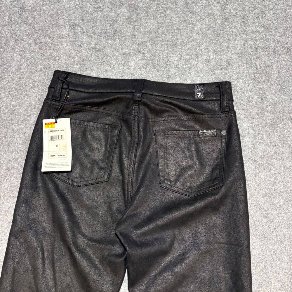 7 For All Mankind Coated Black Skinny Jeans AU8159561A Size 26 NWT